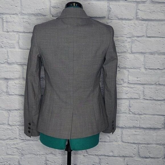 *THEORY Nichelle Broadway Womens Grey button front wool career office blazer 4 - Picture 5 of 8